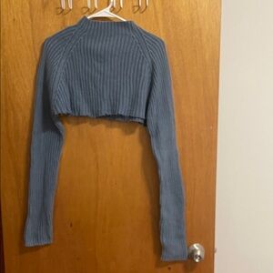 Buffalo David Bitton Blue Ribbed Crop Top